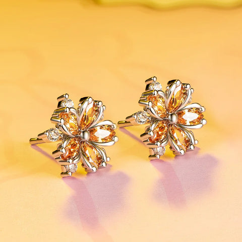 Luxury Female Pink Zircon Stone Earrings