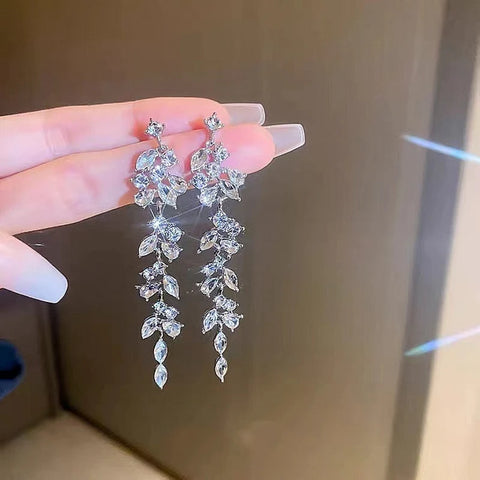 Leaves Crystal Stud: Crystal Leaf Studs.