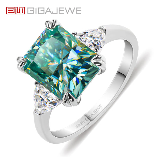 GIGAJEWE Moissanite 8X10mm 4.0ct Radiant Cut Natural Cyan