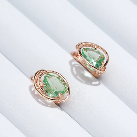 Wbmqda Geometric Light Green Stone Drop Earrings