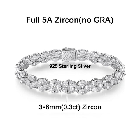 BXINY 3*6mm Marquise Cut Full Moissanite Tennis Bracelets
