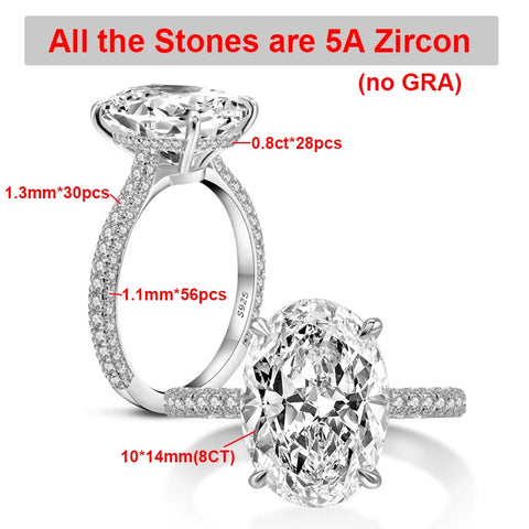 BXINY 8CT Oval Cut All Moissanite Ring