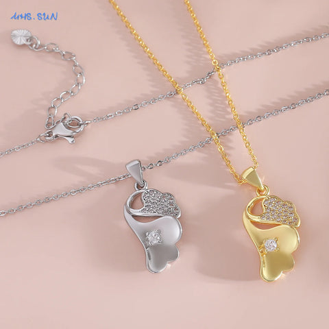 SUNSLL Unique Cubic Zircon Flower Pendant Necklaces For Women Girls Gold Plated Simple Clavicle Chain Daily Jewelry 1Pcs