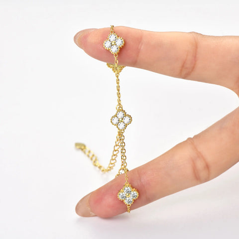 Sweetrain 18k Gold Plated 3mm Moissanite Bracelet