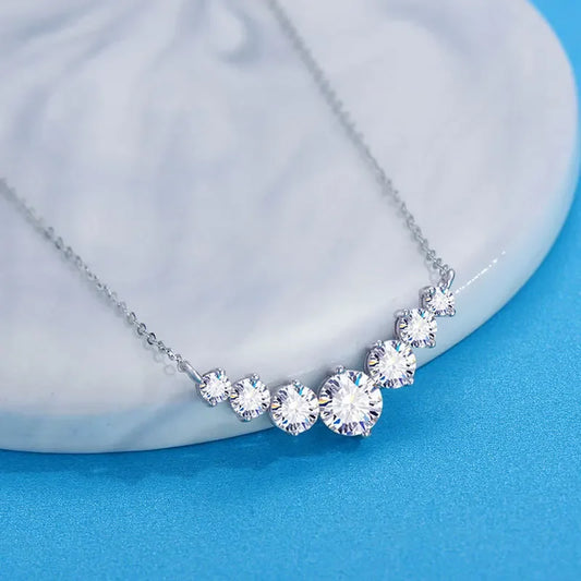 S925 Sterling Silver Moissanite Necklace Women's PT950 Gold Plated Simple Luxury V-Shape Smile Pendant Clavicle Chain Jewelry