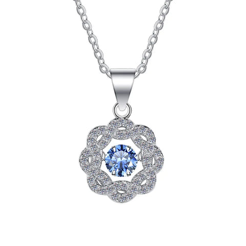 JEJIRCON S925 Sterling Silver Moissanite Necklace for Women 0.5CT Jumping Heart Moving Flower Versatile Pendant Clavicle Chain