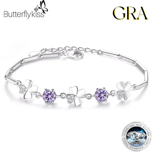 Butterflykiss Four Leaf Clover  Moissanite Bracelet