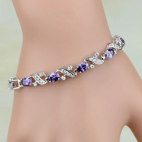 Graceful Green Crystal Leaf Bracelet