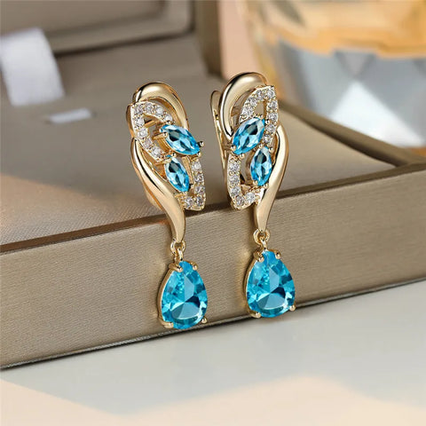 Cute Female Green Zircon Stone Earrings