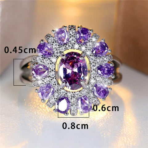 Charm Female Oval Purple Zircon Stone