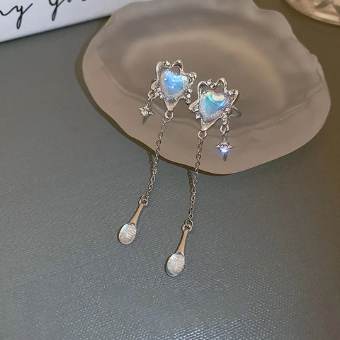 Fashion Korea Laser Stone Long Tassel Star Butterfly Earrings