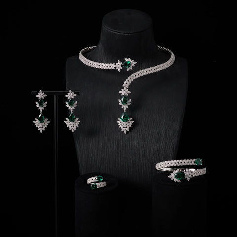 240905 Cuff Necklace Set for Women Bridal Wedding Party Cubic Zirconia  Jewelry Sets For Wedding Party Dress Suits Jewelry set