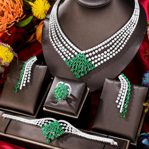 GODKI BIG Luxury 4PCS Iregular Geometric African Jewelry Set For Women Wedding Party Cubic Zirconia Dubai Bridal Jewelry Indian