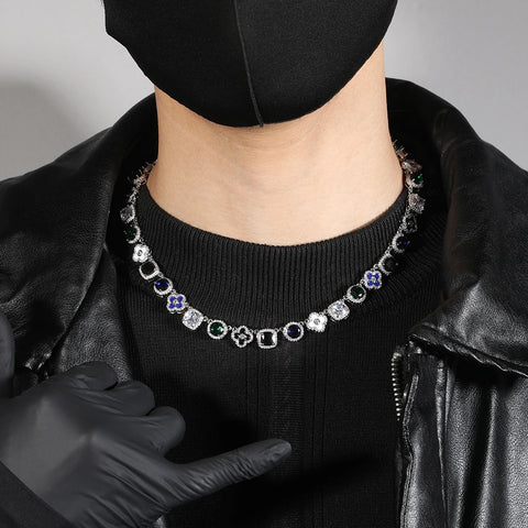 Uwin Square Colored Zircon Necklace