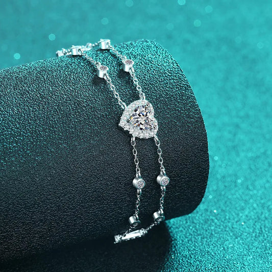 1.0 ct Blue Moissanite S925 Sterling Silver Bracelets