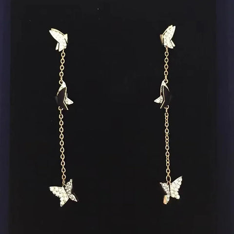 Original 2025 New Trend Fine Jewelry Set Charm Pink Butterfly Crystal Fashion Necklace Bracelet Earrings for Women's Party Gifts