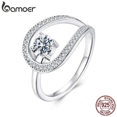 BAMOER Moissanite Wedding Stylish Circle Band Ring