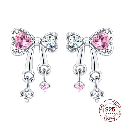 925 Sterling Silver Elegant Sparkling Lucky Clover Hoops Earring