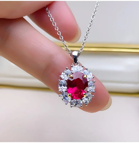 Red Treasure Pendant Necklace 925 Pure Silver Precision Edition High Maintenance Red Treasure Wedding Jewelry Wholesale