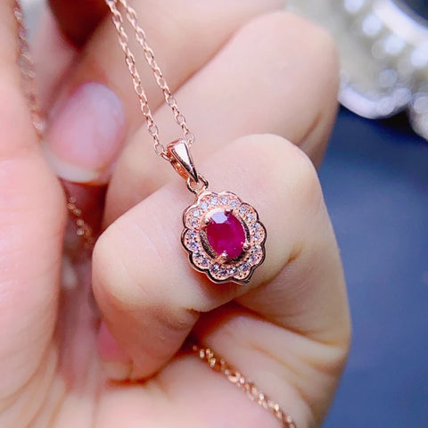 Natural ruby pendant necklace for women silver 925 jewelry luxury gem stones 18k gold plated free shiping items
