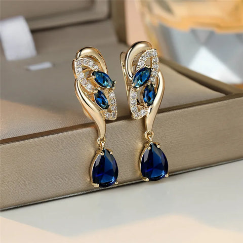 Cute Female Green Zircon Stone Earrings