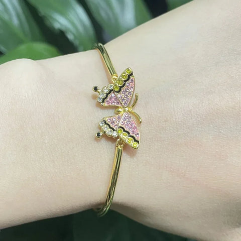 Original 2025 New Trend Fine Jewelry Set Charm Pink Butterfly Crystal Fashion Necklace Bracelet Earrings for Women's Party Gifts