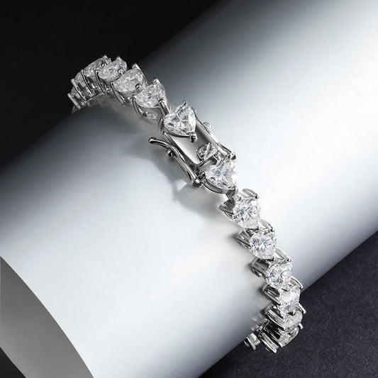 Heart Cut Moissanite Tennis Bracelet