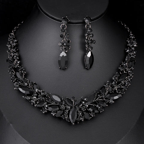 Luxury Women Necklace Earrings Set High-end Crystal Earrings Necklace Jewelry Set Bridal Wedding Party Banquet Wear Jewelry Gift