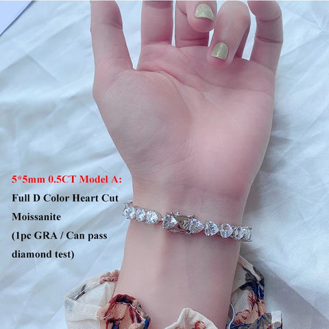 Heart Cut Moissanite Tennis Bracelet