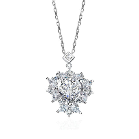 Vinregem Passed Test 3EX VVS1 D Color 2CT Heart Cut Real Moissanite Diamond Pendant Necklace 925 Sterling Silver Fine Jewelry