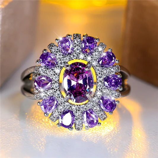 Charm Female Oval Purple Zircon Stone
