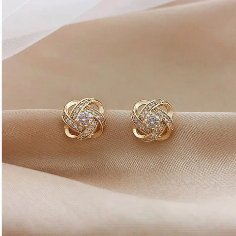 New Exquisite Shiny Zircon Heart Flower Earrings