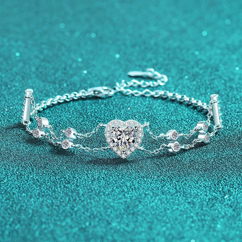 1.0 ct Blue Moissanite S925 Sterling Silver Bracelets