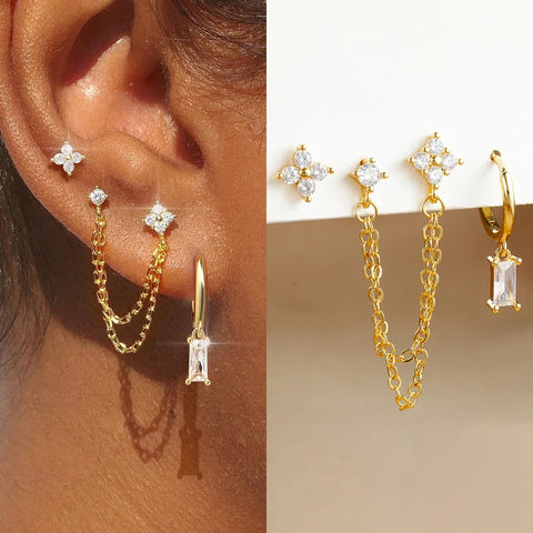 3PCS Exquisite Stainless Steel 12Earrings