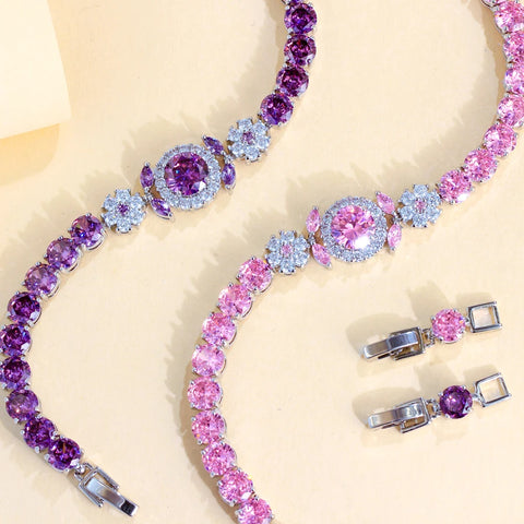 ThreeGraces Elegant Shiny Pink Round Zirconia