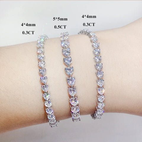 Heart Cut Moissanite Tennis Bracelet