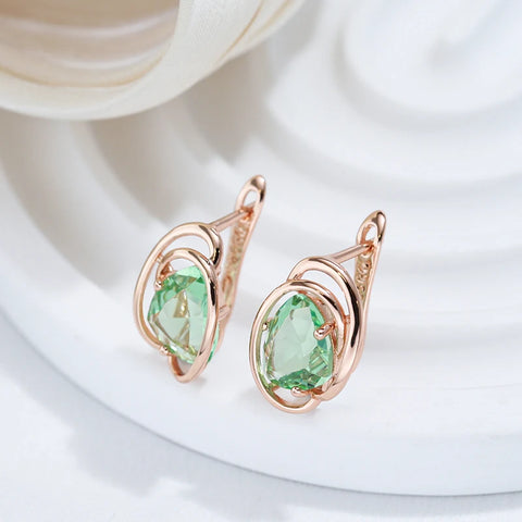 Wbmqda Geometric Light Green Stone Drop Earrings