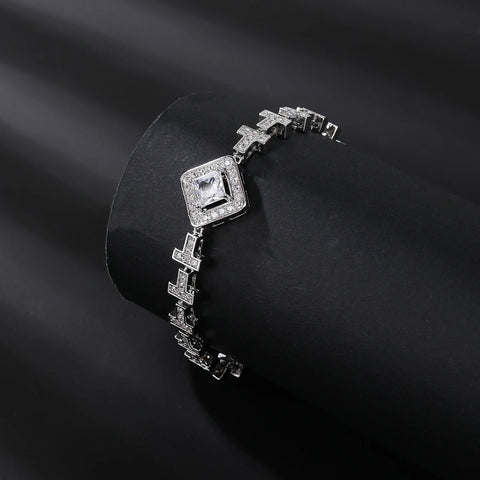 Luxury Square Cubic Zirconia Bridal Bracelet