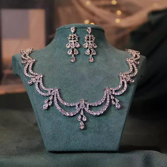 Bridal necklace High quality jewelry Light luxe zircon dress accessories Jewelry earrings set ornaments