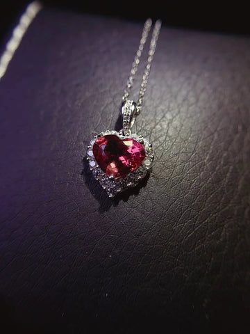 KJJEAXCMY S925 Sterling Silver Natural near Full Clarity Brazilian Tourmaline Women's Necklace Pendant Birthday Wedding Gift