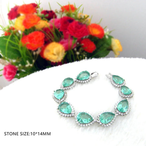 Silver Bracelet Natural Green Spinel Stone