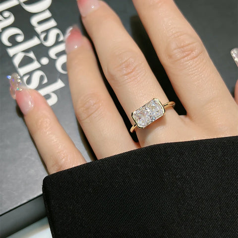 Vintage style broken ice cut 925 silver ring