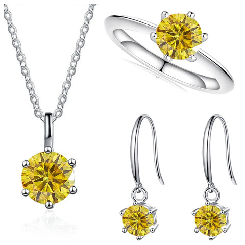 Total 2.5ct Solitaire 925 Sterling Silver moissanite Jewelry set for charm lady  for Women Fine Jewelry dating party gift