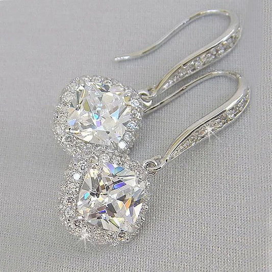 Exquisite Fashion Silver Color Inlaid White Zircon Dangle Earring