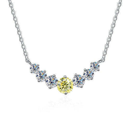 JoyceJelly 5 Moissanite stones Necklace For Women Wedding Jewely with GRA Certified 925 Sterling Sliver Plated 18k White Gold