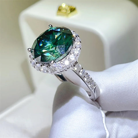 Serenity 10ct Emerald Color Big Moissanite Rings