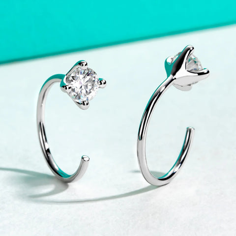 AnuJewel 4mm D Color Moissanites Classic Hoop Earrings