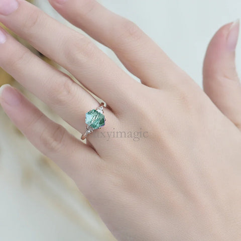 Luxyimagic Moss Agate Natural Stone Ring - BOLEVARD RING