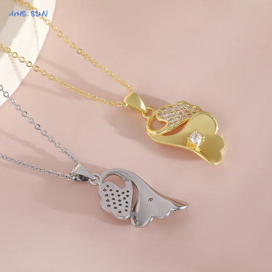 SUNSLL Unique Cubic Zircon Flower Pendant Necklaces For Women Girls Gold Plated Simple Clavicle Chain Daily Jewelry 1Pcs