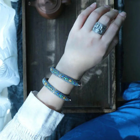 Cloisonne enamel Thai silver 925 silver bracelets
